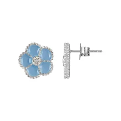 Jacques Lemans Ear Stud "Flower" Sterling Silver With Enamel/Topaz> Earrings