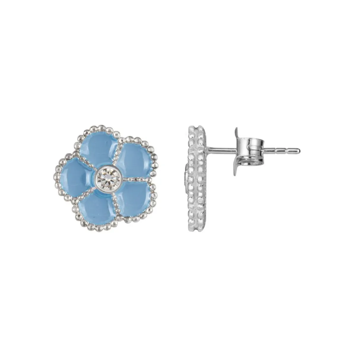 Jacques Lemans Ear Stud "Flower" Sterling Silver With Enamel/Topaz> Earrings