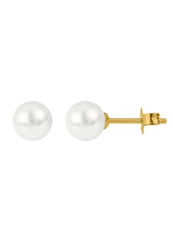 Jacques Lemans Ear Stud Sterling Silver Gold-Plated With Fresh Water Pearl> Earrings