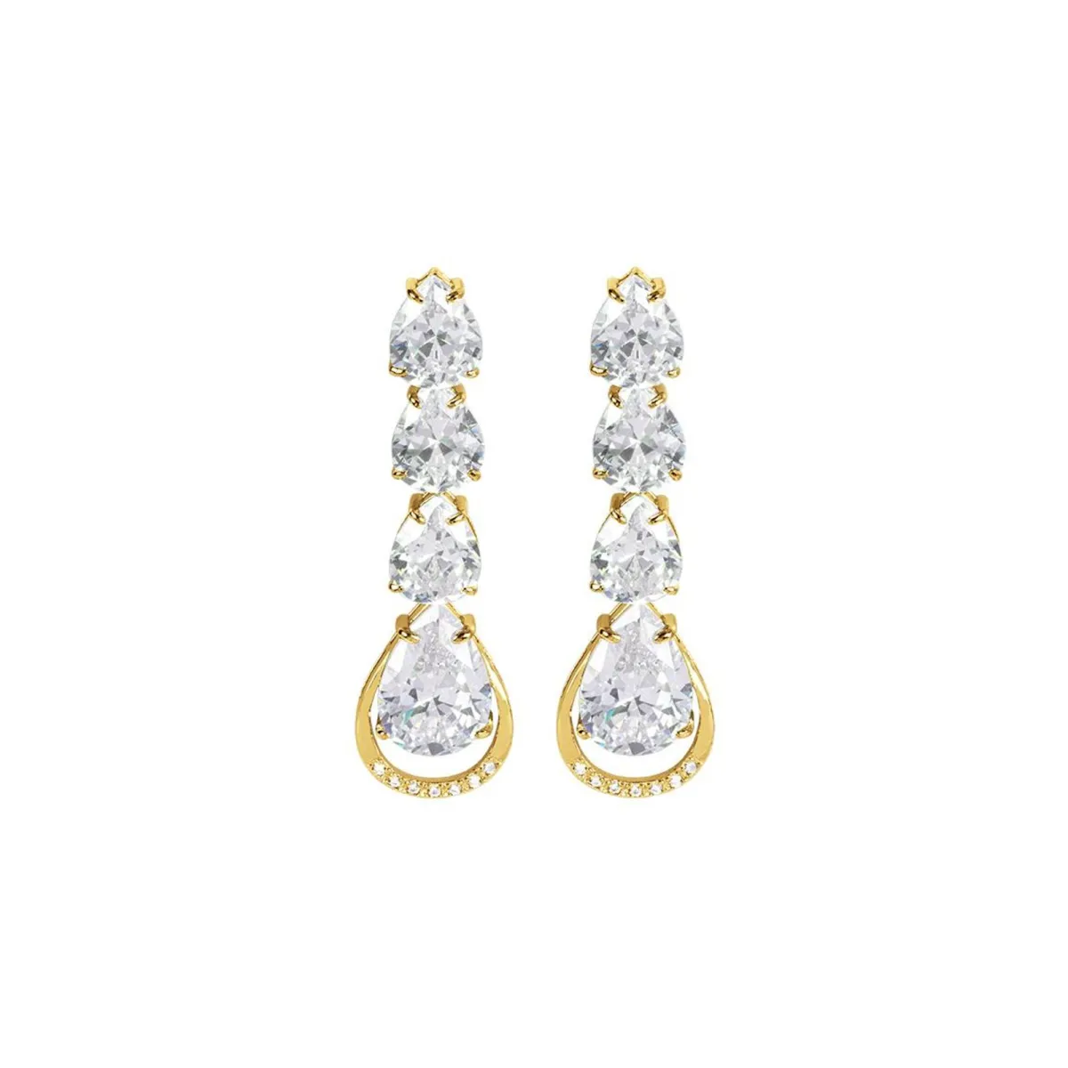 Jacques Lemans Ear Stud Sterling Silver Goldplatet With Topaz> Earrings