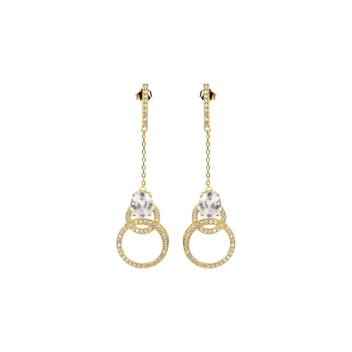 Jacques Lemans Ear Stud Sterling Silver Goldplated With Topazes> Earrings