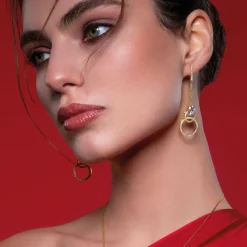 Jacques Lemans Ear Stud Sterling Silver Goldplated With Topazes> Earrings