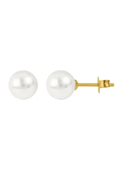 Jacques Lemans Ear Stud Sterling Silver Gold-Plated With Fresh Water Pearl> Earrings