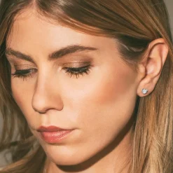 Jacques Lemans Ear Stud Sterling Silver With White Topaz Gemstones> Earrings