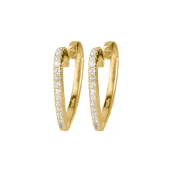 Jacques Lemans Ear Stud Sterling Silver Gold-Plated With White Topaz> Earrings