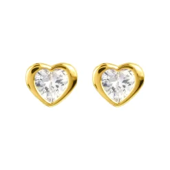 Jacques Lemans Ear Stud Sterling Silver Gold-Plated With White Topaz> Earrings