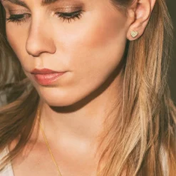 Jacques Lemans Ear Stud Sterling Silver Gold-Plated With White Topaz> Earrings