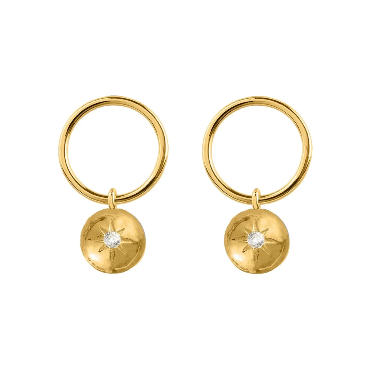 Jacques Lemans Ear Stud Sterling Silver Gold-Plated With White Topaz> Earrings