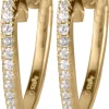 Jacques Lemans Ear Stud Sterling Silver Gold-Plated With White Topaz> Earrings