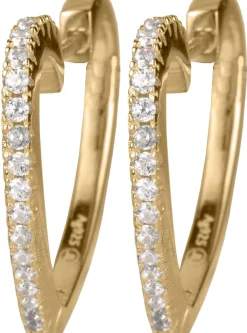 Jacques Lemans Ear Stud Sterling Silver Gold-Plated With White Topaz> Earrings