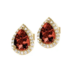 Jacques Lemans Ear Stud Sterling Silver Gold-Plated With Garnet> Earrings