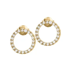 Jacques Lemans Ear Stud Sterling Silver Gold-Plated With White Topaz> Earrings