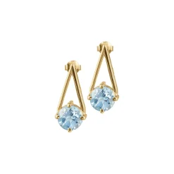 Jacques Lemans Ear Stud Sterling Silver Gold-Plated With Sky Blue Topaz> Earrings
