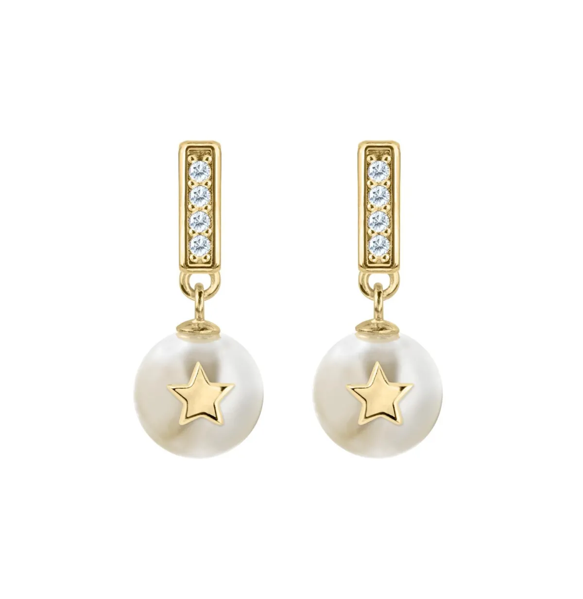 Jacques Lemans Ear Stud Sterling Silver Gold-Plated With Topaz & Pearl> Earrings