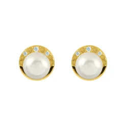 Jacques Lemans Ear Stud Sterling Silver Gold-Plated With Topaz & Pearl> Earrings