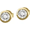 Jacques Lemans Ear Stud Sterling Silver Gold-Plated With White Topaz> Earrings