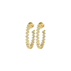 Jacques Lemans Hoop Earrings Sterling Silver Goldplated With Topazes> Earrings