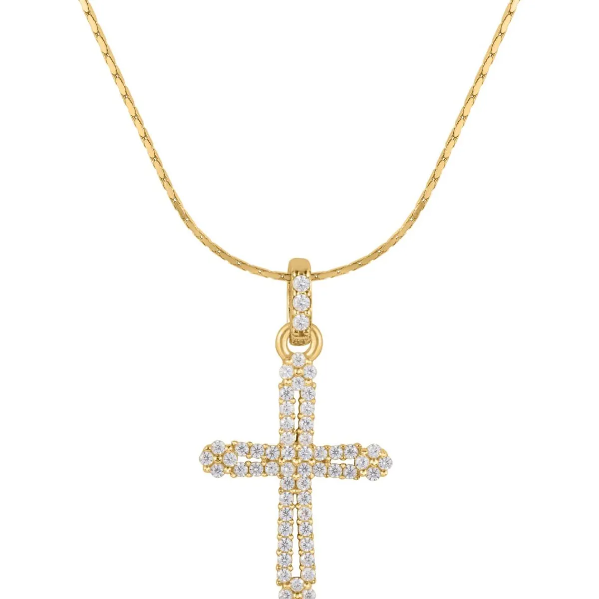 Jacques Lemans Necklace "Cruzifix" Sterlingsilver Goldplated With Topazes> Necklaces
