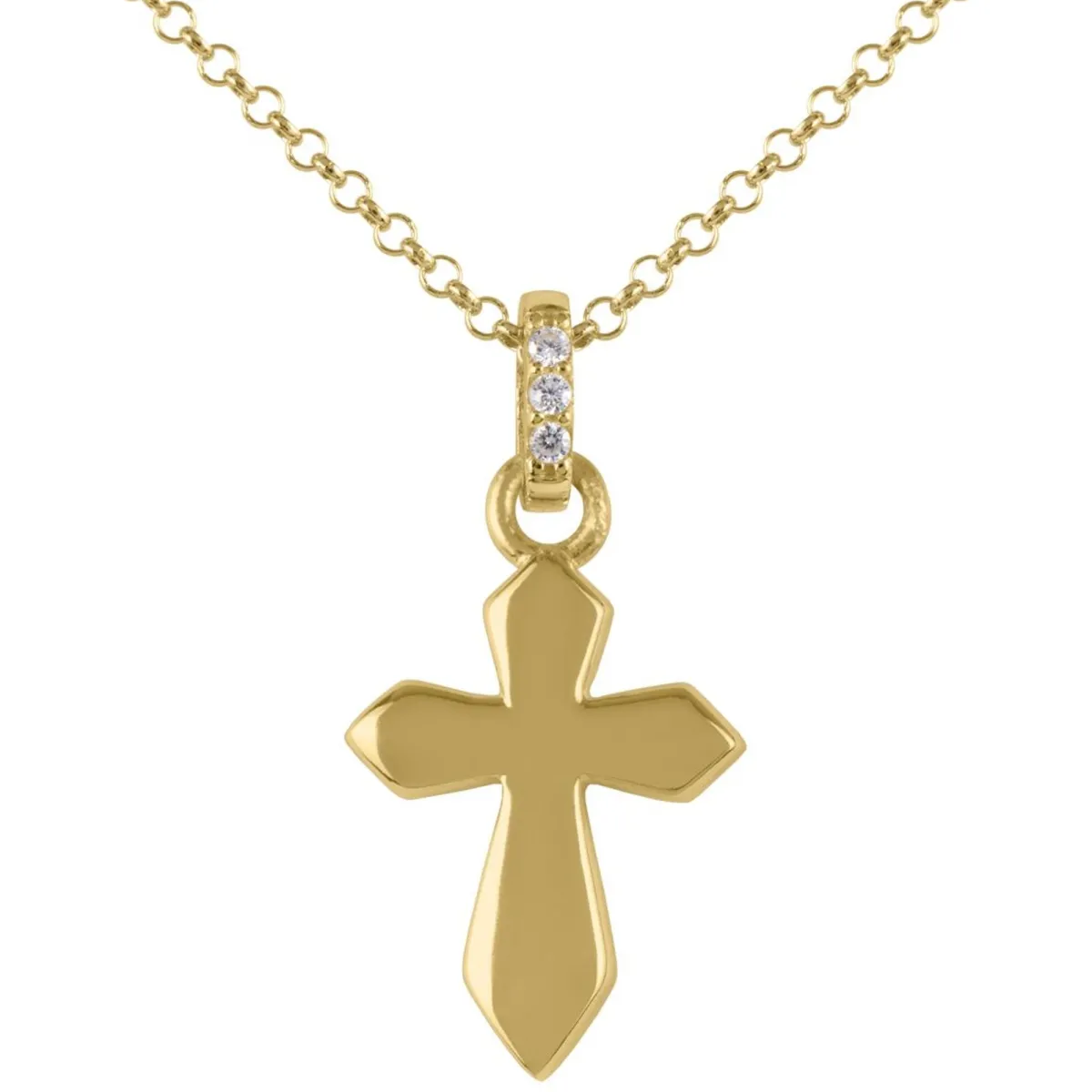 Jacques Lemans Necklace "Cruzifix" Sterlingsilver Goldplated With Topazes> Necklaces