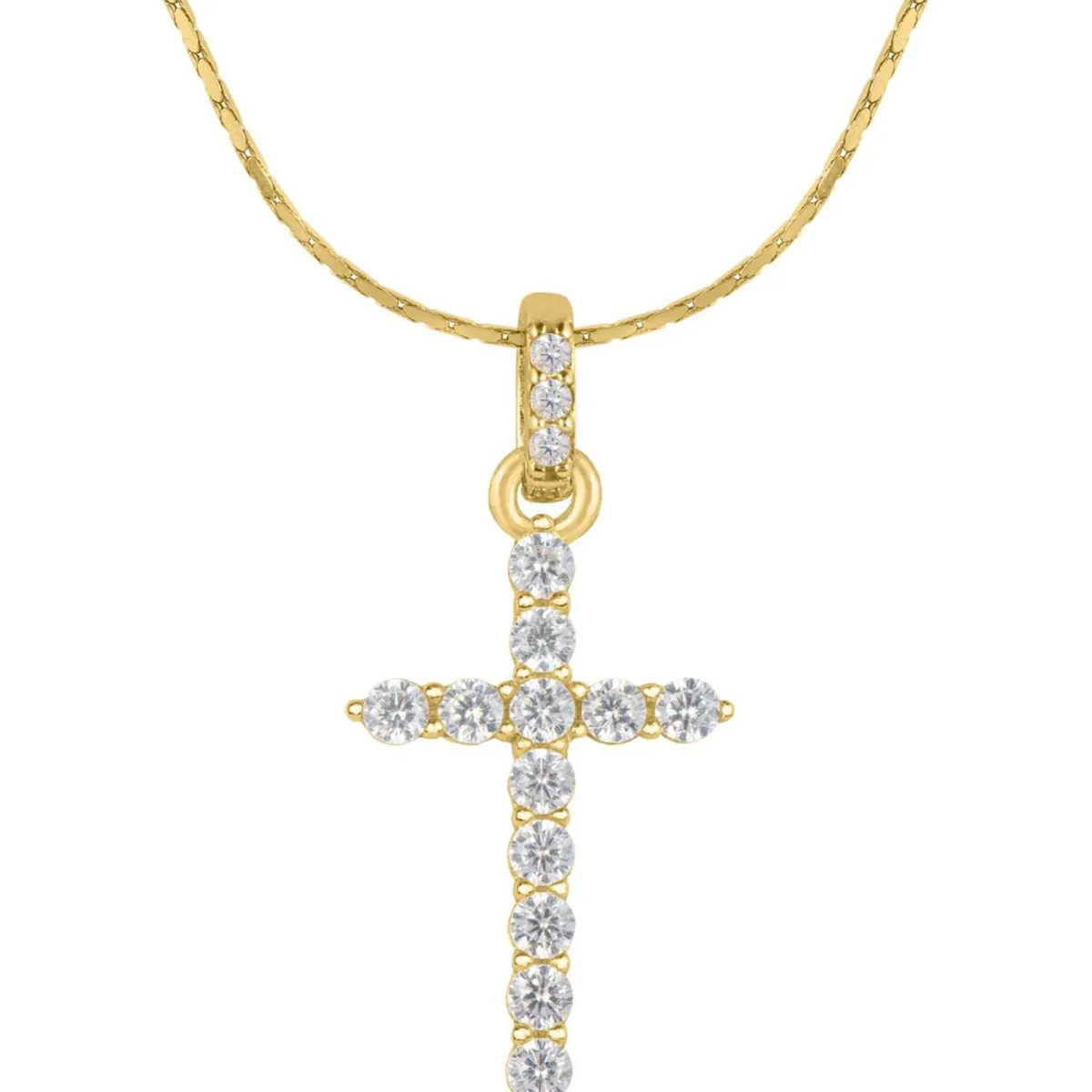 Jacques Lemans Necklace "Cruzifix" Sterlingsilver Goldplated With Topazes> Necklaces