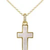 Jacques Lemans Necklace "Cruzifix" Sterlingsilver Goldplated With Mop/Topaz> Necklaces