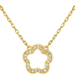 Jacques Lemans Necklace "Flower" Sterlingsilver Goldplated With Topazes> Necklaces