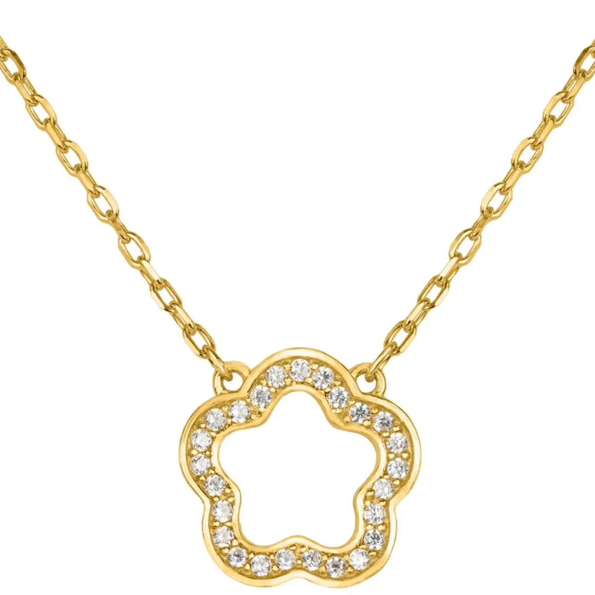 Jacques Lemans Necklace "Flower" Sterlingsilver Goldplated With Topazes> Necklaces