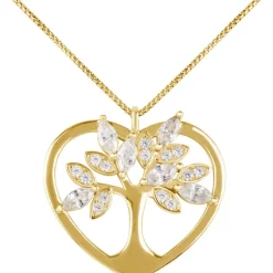 Jacques Lemans Necklace "Heart/Lifetree" Sterlingsilver Goldplated With Top> Necklaces