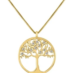 Jacques Lemans Necklace "Life Tree" Sterlingsilver Goldplated With Topazes> Necklaces