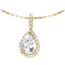 Jacques Lemans Necklace Sterling Silver Gold-Plated With White Topaz> Necklaces