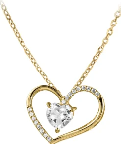 Jacques Lemans Necklace Sterling Silver Gold-Plated With White Topaz> Necklaces