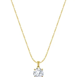 Jacques Lemans Necklace Sterling Silver Goldplatet With Whitetopaz> Necklaces