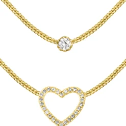 Jacques Lemans Necklace Sterling Silver Gold-Plated With White Topaz> Necklaces