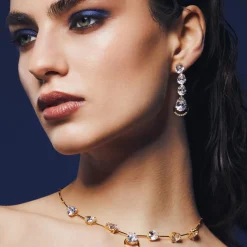 Jacques Lemans Necklace Sterlingsilver Goldplatet With Topaz> Necklaces
