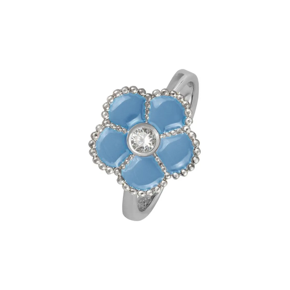 Jacques Lemans Ring "Flower" Sterling Silver With Enamel/Topaz> Rings