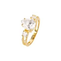 Jacques Lemans Ring Sterling Silver Goldplatet With Topaz> Rings